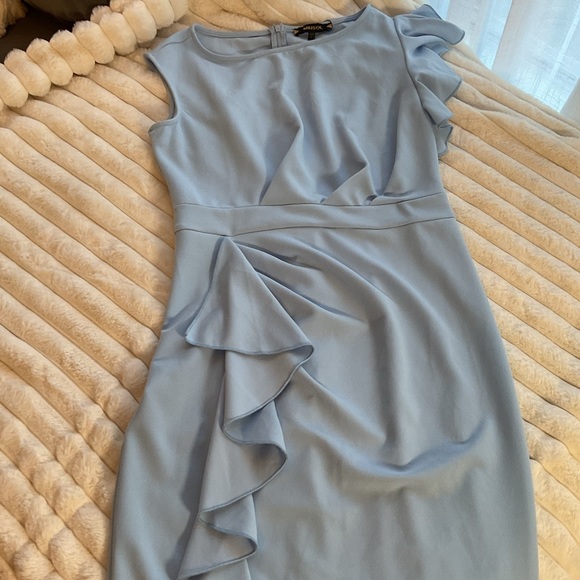 New Money RUFFLED BLUE PENCIL DRESS - Picture 5 of 15